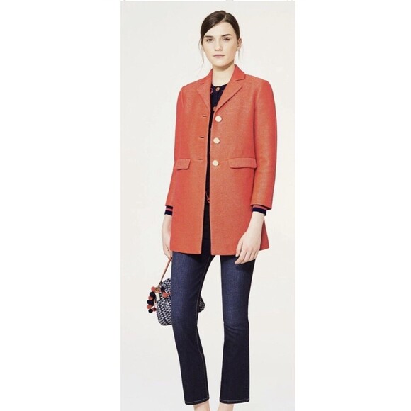 Tory Burch Jackets & Blazers - Tory Burch Castleton Peacot Samba Red Orange Textured New Summer Easter Medium